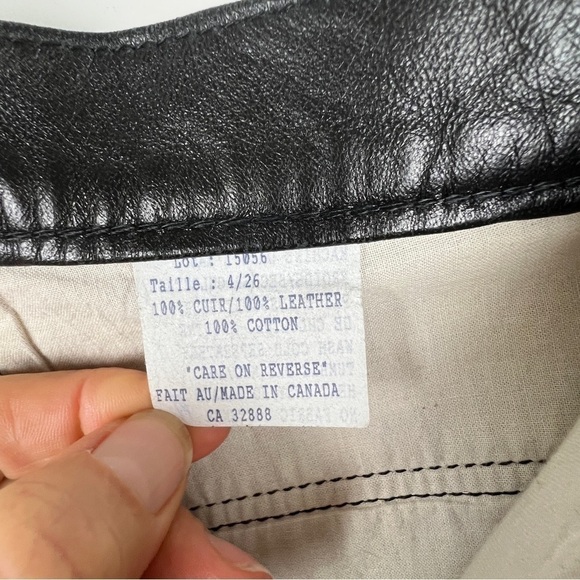 Vintage Washable Black Leather High Waisted Straight Leg Pants Size 26 - Picture 15 of 16